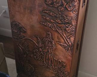 MidCentury Copper Repouss Sewing Cabinet
