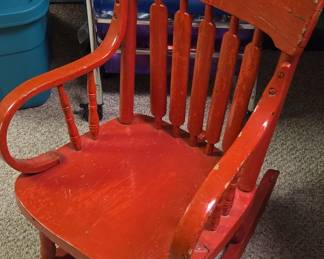 Vintage Childrens SpindleBack Rocking Chair Folk Art second image