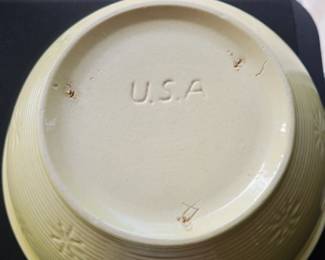 Hull Pottery Yellow Ware Mixing Bowl with Floral Accents second image