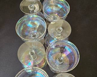 Iridescent Carnival Glass Champagne Coupes, set of second image