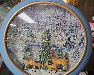 Valerie Parr Hill Lighted Deer Forest Christmas Ornament Water Globe