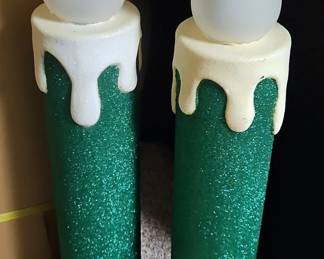 Pair of Mr. Christmas Glittered Blow Mold Candles