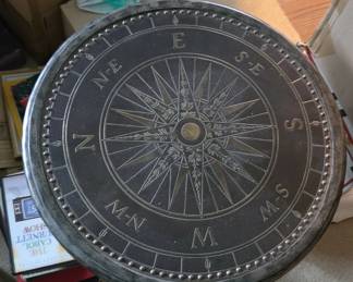 Nautical Compass Accent Table with Twisted Base third image