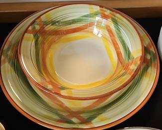 Vernonware Homespun pattern dinnerware set