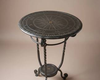 Nautical Compass Accent Table with Twisted Base
