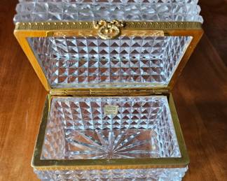 Antique French Cut Crystal and Dore Bronze Jewelry Box second image