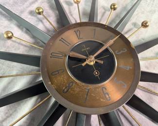 Mid-Century Modern Starburst Mechanical Clock