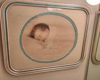 Antique sleeping baby photograph framed