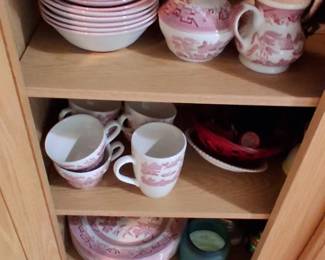 vintage pink transferware china
