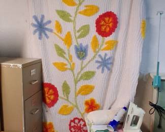 colorful floral tufted chenille bedspread