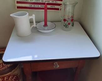 antique enamel top table