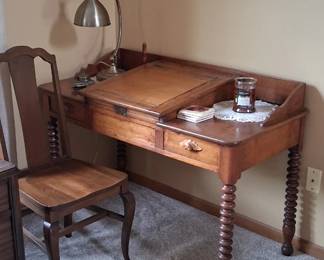 antique spinet desk (also known as a piano-top or secretary writing desk), 