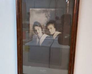 an antique framed black-and-white photograph 
