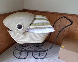 Antique Wicker Baby Carriage