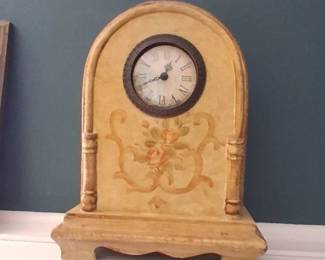 vintage hand-painted wooden table clock