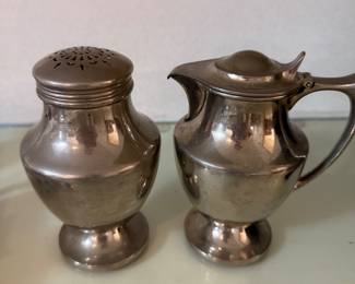 Vintage silver-plated creamer and sugar shaker set