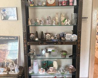 Vintage Drexel Heritage Chinoiserie Black Laquered Display bookcase