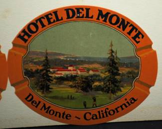 2 Vintage 1930's Hotel Del Monte in Del Monte California Hotel Label GOLFING