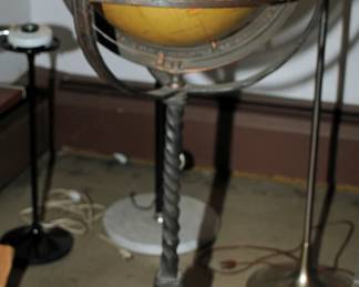 ANTIQUE GLOBE ON IRON STAND