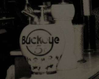 REAL PHOTOGRAPH SODA FOUNTAIN W/Buckeye Root Beer Ironstone Syrup Dispenser