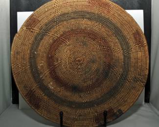 ANTIQUE PIMA WOVEN INDIAN SHALLOW BOWL