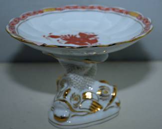 Herend Porcelain Dolphin Compote Dis