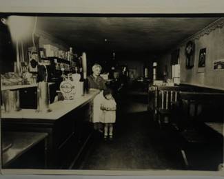REAL PHOTOGRAPH SODA FOUNTAIN W/Buckeye Root Beer Ironstone Syrup Dispenser
