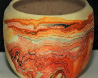 VINTAGE Nemadji Pottery Vases Southwestern Earthy Tones Swirl Made in USA