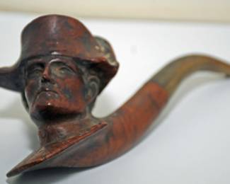 Antique French carved wood Napoleon tobacco pipe carved image of Napoleon