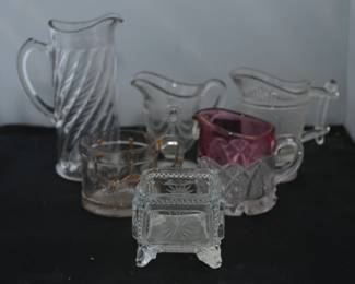 GLASS PITCHERS AND TOOTHPICK