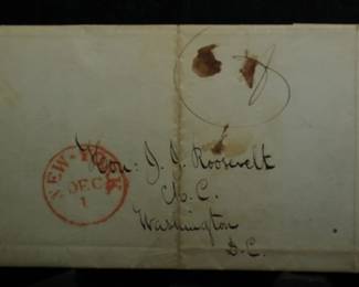 1824 STAMPLESS COVER & LETTER TO J J ROOSEVELT U.S. House of Representatives
