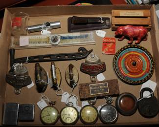 SELECTION OF VINTAGE WATCHES TOYS AND BOTTLE OPENERS