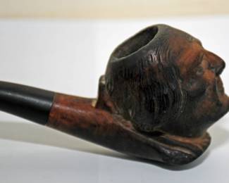 Antique hand carved wood tobacco pipe carved image of George Washington