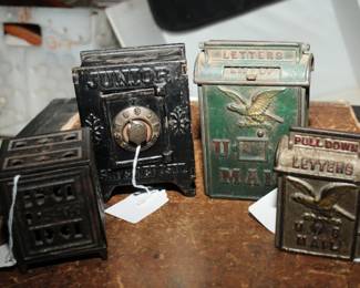 PART OF SELECTION OF ANTIQUE CAST IRON STILL BANKS 