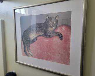 Print of L'Hiver, chat sur un coussin (Winter, Cat on a Cushion), a 1909 color lithograph by Swiss-born French artist Théophile-Alexandre Steinlen.