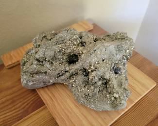 Large Pyrite Crystal specimen (commonly known as fool's gold) embedded in a matrix.