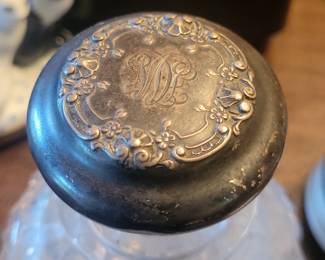 English Hallmarked Sterling Stopper on Cut Crystal Perfume Bottle