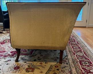 J138 - $175. French 19th Century Neo-Classical Mahogany Velvet Upholstered Couch. Measures 77.75” W x 32” W x 30” Tall.