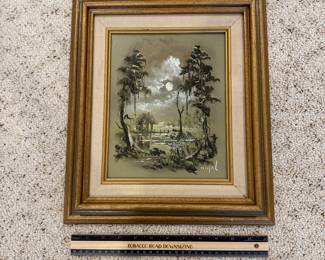 J121 - $75. Original Oil “Swamp Cabin”. Measure 13" W x 15" Tall.
