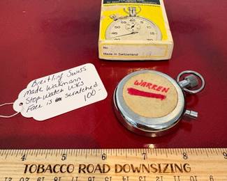 J27 - $100. Breitling Swiss Made Wakmann Stop Watch. Works. Face has some scuffs.