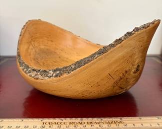 J5 - $65. Roger Watson Hand Turned Live Edge Wood Bowl.