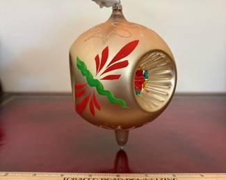 J18 - $40. Large Mercury Glass Ornament with Triple Indents. Measures 6.5" Tall.