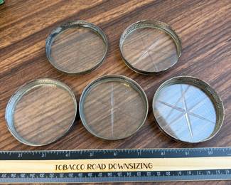 J199 - $40. Set of 5 Sterling Rimmed Coasters