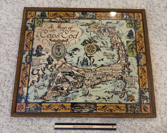 J130 - $35. Map of Cape Cod. Measures 28.5" W x 25" Tall.