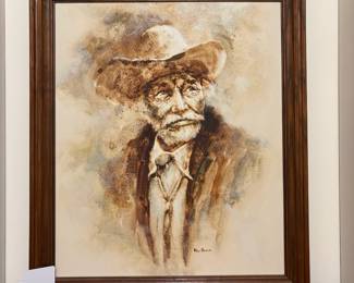 J124 - $225. Roy Blair Original Cowboy Painting. Measures 23" W x 27" Tall.