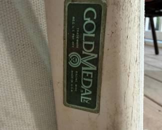 J86 - $50. Pair of Gold Metal Director's Chairs.