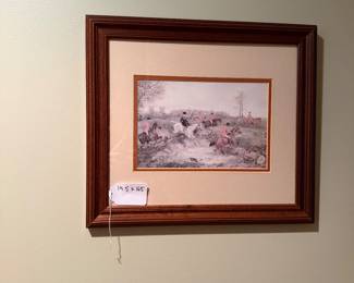 J175 - $25. Fox Hunting Print. Measures 14.5" x 16.5".