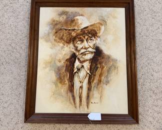 J124 - $225. Roy Blair Original Cowboy Painting. Measures 23" W x 27" Tall.