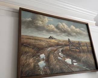 J1 - $425. 1970's Roy Reese Realist Landscape - Original Painting. Measures 37" W x 25.5" Tall. Excellent Condition.