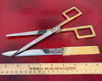 J102 - $20. Vintage German Letter Opener and Scissor Set.